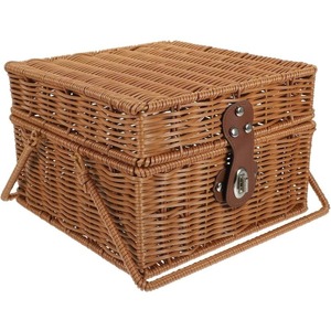Panier de rangement tissé en cercle avec poignée, écologique, moderne, multi-usages - Product Image 6