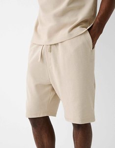 <b>Spark</b> Clothing Men's Beige Crew Neck Knitted T-Shirt Solid Color Casual Summer Wear Breathable Cotton Short Sleeve <b>Top</b> 300g - Product Image 5