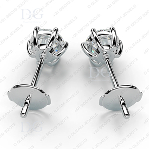 Classic 6 Prong Moissanite <b>Stud</b> <b>Earrings</b> Women's Trendy Rose White Gold 2ct Engagement Wedding Anniversary Party Christian - Product Image 5