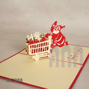 Custom 3D Pop up Santa Trolley Greeting <b>Cards</b> Christmas Thank You <b>Card</b> <b>Printer</b> Made in Vietnam Paper Material - Product Image 3