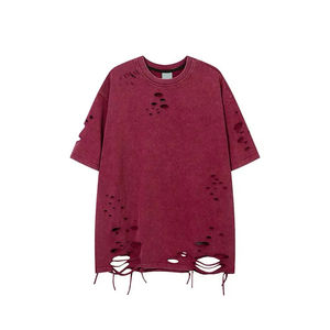 T-shirts personnalisés pour hommes, style streetwear, effet usé, 100% coton, légers, séchage rapide, respirants, écologiques, logo personnalisé - Product Image 6