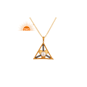 สร้อยคอจี้อัญมณีเซอร์โคเนียไข่มุกธรรมชาติชุบทอง18K เหมาะสำหรับเป็นของขวัญสำหรับผู้หญิง - Product Image 1