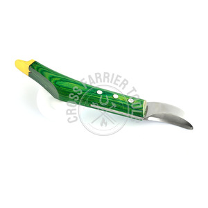 Couteau à boucle de qualité supérieure avec crochet jaune manche en bois vert fournitures de fer à cheval abcès petit couteau à boucle forte adhérence - Product Image 6