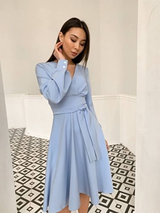 Robe décontractée pour femmes manches complètes col en V Max Robes pour femmes en pur coton imprimé à la main Robe maxi de soirée de mariage - Product Image 2