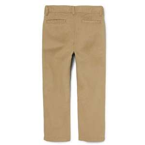 Paquete de 2 Pantalones chinos rectos para uniforme escolar para niños en ajuste cómodo elástico bronceado - Product Image 3