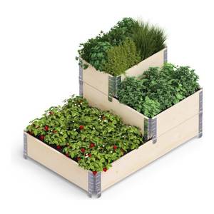 Jardinera Nórdica de Madera Blanda PEFC con Esquinas de Acero Galvanizado 80x120x58.5cm, Cama Elevada con 3 Compartimentos, Macetas UPYARD - Product Image 2