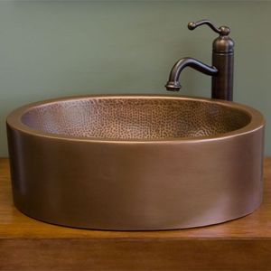 Lavabo de Cobre Rústico Moderno de Primera Calidad para Uso en la Cocina, Duradero, Hecho a Mano, con Aspecto Metálico Natural - Product Image 1