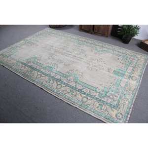 Alfombra Vintage de 6.2x9.3 pies, Alfombra Turca de Lana con Diseño de Camuflaje Azul - Product Image 4