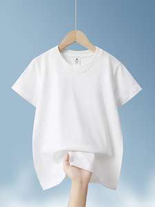 T-shirt pour enfants à motif uni Logo personnalisé 100% pur coton Mode loisirs col rond avec demi-manches courtes T-shirt ample pour hommes - Product Image 6