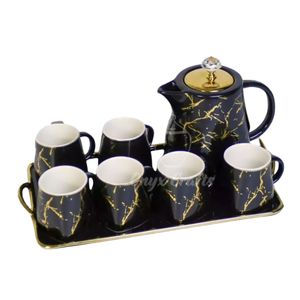 Juego de Té y Café de Ónix Natural y Mármol, Pulido a Mano, Tetera de Piedra Sólida, Tazas, Bandeja, Vajilla de Lujo - Product Image 3