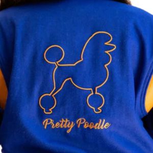 Women's Stylish Soft <b>Fleece</b> Lined Varsity Jacket Breathable Blue Gold Sorority Winter Wear with Crest Embroidery - Product Image 5