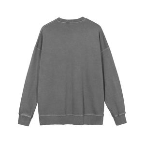 Custom Logo Plain Breathable Soft Knitted Pullover Stonewash <b>Crew</b> <b>Neck</b> <b>Black</b> Blank Men's Streetwear Casual <b>Sweatshirts</b> for Men - Product Image 2