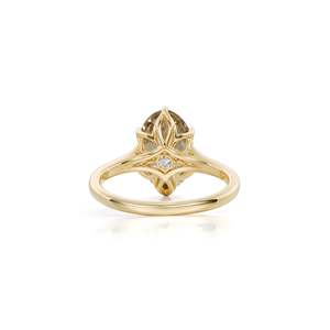 Bague ovale vintage couleur champagne 3,00 carats, diamant de laboratoire VS1 brun clair, en or jaune 14 carats, pour mariage, fiançailles, soirée - Product Image 2