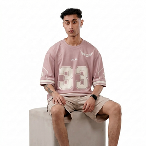Camiseta de Baloncesto Rosa para Hombre, Manga Corta, Cuello Redondo, Número 33 Estampado, Corte Holgado, 100% Poliéster, Ropa Deportiva Transpirable - Product Image 4