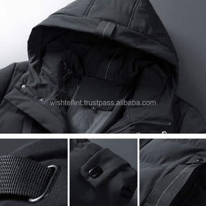 Blouson d'hiver pour homme, long, à capuche, 100% polyester, rembourrage en fibre, imperméable, respirant, matelassé, style streetwear - Product Image 5