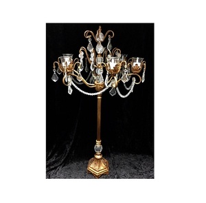 Bougeoir en aluminium design antique avec centre de table candélabre de qualité luxe en cristal pour décor d'occasion de mariage - Product Image 1