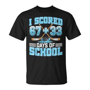T-shirt da ragazzo per il 100° giorno di scuola, modello Hockey Drip, per la festa dei 100 giorni di scuola, personalizzabile, promozionale, taglia 6733 - Product Image 1