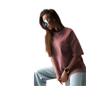 เสื้อยืดไหมพรมโอเวอร์ไซส์สำหรับผู้หญิง ผ้าคอตตอนอินเตอร์ล็อค 100% น้ำหนัก 230-240 กรัม ทรงหลวมสบายๆ ไซส์ S ถึง XXXL - Product Image 3