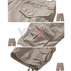 กางเกงขาสั้นคาร์โก้ผู้ชายกางเกงขาสั้นผ้าฝ้ายโพลีเอสเตอร์หลายกระเป๋าสวมใส่ในฤดูร้อนสวมใส่สบาย - Product Image 6