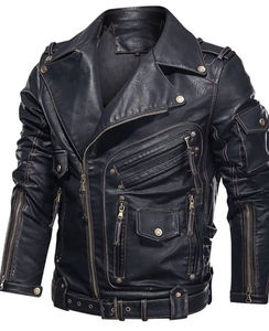 Veste en cuir de vêtements pour hommes, veste en cuir nouvelle mode, veste en cuir coupe-vent pour hommes, vente en ligne - Product Image 2