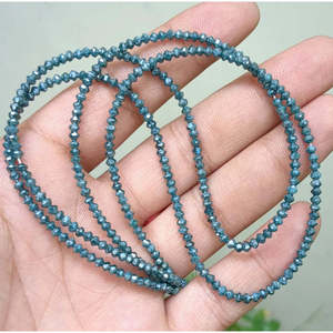 Perles de diamant bleu facettées en forme de rondelle 3,1-3,3 mm Diamant bleu naturel Perles de diamant bleu facettées - Product Image 2
