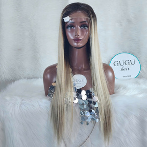 28 pouces 100% brut vietnamien Ombre blonde couleur os droite perruques de cheveux humains Double dessiné longue longueur Vietnam vendeur - Product Image 1