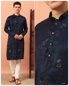 Atractiva seda Premium con lentejuelas bordadas, fabricante y proveedor de pantalones Kurta DE LA India a la tarifa más baja - Product Image 5