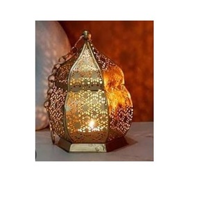 Gold Plated Finishing Metal <b>Candle</b> Moroccan Lantern Customized Shape Vintage <b>Hanging</b> <b>Candle</b> Holder Lantern Supplier By India - Product Image 2