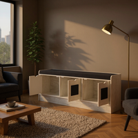 Banc de rangement à chaussures moderne en panneaux de bois avec coussin souple 3311, pour entrée, salon, usage domestique, vente en gros