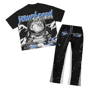 เสื้อยืดลายกราฟฟิตีอนิเมะพิมพ์ลายทั้งตัวแบบแห้งเร็วสำหรับทุกเพศ ชุดเซ็ตสองชิ้นสไตล์สตรีทแวร์ - Product Image 3