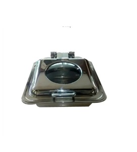 Chauffe-plats, réchaud à buffet, traiteur, métal, acier inoxydable martelé, design Art Déco de luxe, marque ELEGANT DESIGNS, restaurant - Product Image 4