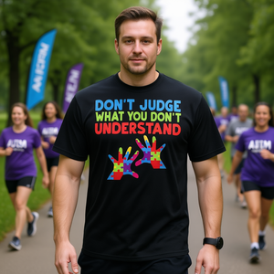 T-shirt per la consapevolezza sull'autismo, manica corta, girocollo unisex, stampa digitale, eventi di camminata e corsa - Product Image 3