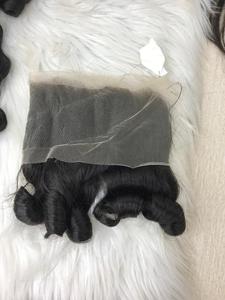 Cabello humano sin procesar al por mayor de fábrica frontal de encaje rizado hinchable de color natural súper dibujado Doble - Product Image 3