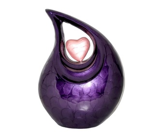 โกศใส่เถ้ากระดูกสำหรับมนุษย์สำหรับการฝังศพ columbarium ฉีกสีม่วง27ซม. พร้อมหัวใจสีชมพู - Product Image 4