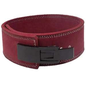 Ceinture de musculation en cuir multicolores avec logo personnalisé – Ceinture de musculation rose, bleue et blanche avec boucle à levier - Product Image 3