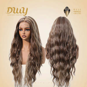 Perruque synthétique longue ondulée sans colle Evelyn-DWY 136 avec raie libre et dentelle transparente - Product Image 4