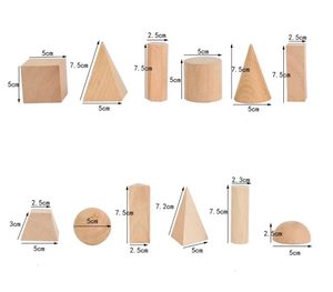 Set of 10 Wooden Geometric Solids 3D Shapes | Montessori Math Learning Educational Toy | OEM Manufacturer Supply - Product Image 2