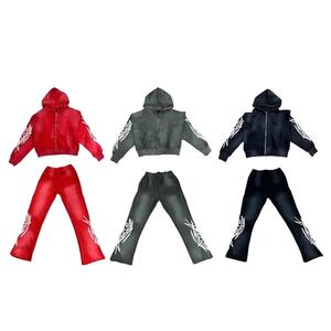 Conjunto de chándal de algodón estampado personalizado de otoño para hombre con Sudadera con capucha y pantalones-Ropa deportiva personalizable - Product Image 1