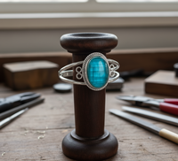 Bracelet manchette en amazonite, en laiton doré, fin, ouvert, avec cabochon ovale, fait main, pour femme