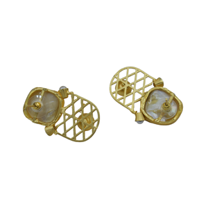 Tendencia hecha a mano última moda chapado en oro latón mopa piedra Stud pendiente chapado en oro pendientes joyería de moda pendientes mujeres - Product Image 5