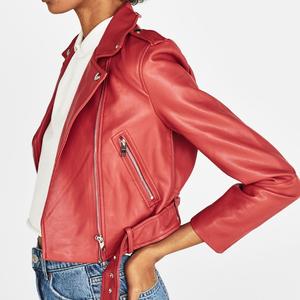 เสื้อแจ็คเก็ตผู้หญิงหนังแกะแท้แบบเย็บติดกัน-สัมผัสหนังแท้ กันน้ำและกันลม เทรนด์ฮาโลวีน - Product Image 2