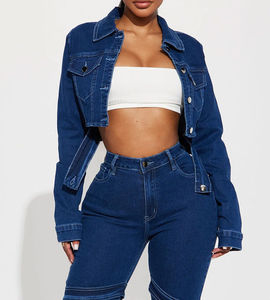 แจ็คเก็ตยีนส์โอเวอร์ไซส์สำหรับผู้หญิง รุ่น 025 สำหรับฤดูหนาว แจ็คเก็ตแบบกลับด้านได้ ดีไซน์ไหล่ตก หรูหรา เป็นมิตรกับสิ่งแวดล้อม แจ็คเก็ตยีนส์ผู้หญิง ขายส่ง - Product Image 5