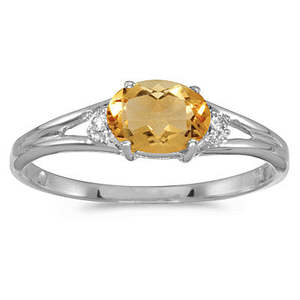 <b>14K</b> White <b>Gold</b> Right-Hand <b>Ring</b> Oval Citrine Diamond Geometric Pattern Pure <b>Gold</b> Plating Yellow <b>Gold</b> Setting Exclusive for Boys - Product Image 1