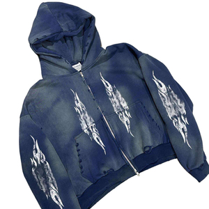 Custom Logo Zip Hoodie High Quality Heavyweight French Terry Unique Style Screen Print Winter Zipper Hoodie Low MOQ - Product Image 2