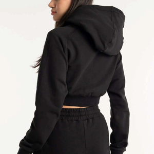 Cropped Hoodie Women Lightweight Sweatshirt Long Sleeve Comfortable Pullover Ideal for Home <b>Travel</b> Shopping and Office Use - Product Image 3