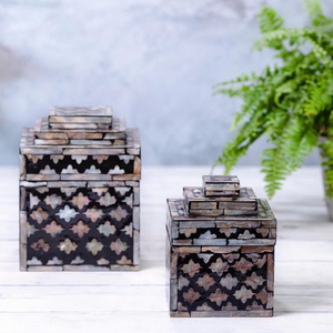 Vente en gros de coffret cadeau premium pour le Ramadan Eid MOP coffret élégant en nacre mallette de rangement décorative faite à la main pour le festival islamique - Product Image 1