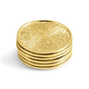 Juego de posavasos de Metal dorado grabado con soporte, posavasos redondos modernos para protección de mesa de oficina en casa y decoración de Bar - Product Image 5