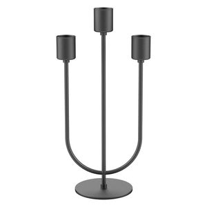 Luxury <b>Black</b> Three Candle <b>Holder</b> Tabletop Decorative Metal Candle <b>Holder</b> for Christmas Decor Antique Design Metal Candle <b>Holder</b> - Product Image 1