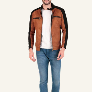 Chaqueta de gamuza para hombre de tela de lana interior transpirable de peso pesado estilo callejero precio barato chaqueta de cuero de vaca con cremallera - Product Image 4