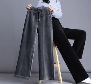 Pantalon large décontracté en velours côtelé pour femmes 2024 Automne Hiver Taille moyenne Droite Loose Imperméable Coupe-vent - Product Image 1